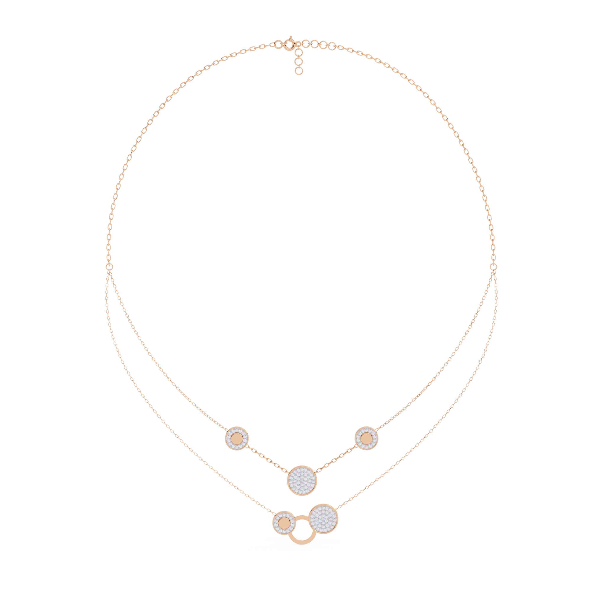 Solitairekart 0.44ct Layered Circle Natural Diamond Necklace-HI Color, VS-SI Clarity